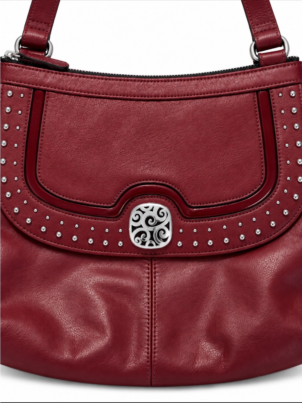 Brighton Red Leather Studded Medallion Shoulder Bag like NEW - Picture 4 of 9